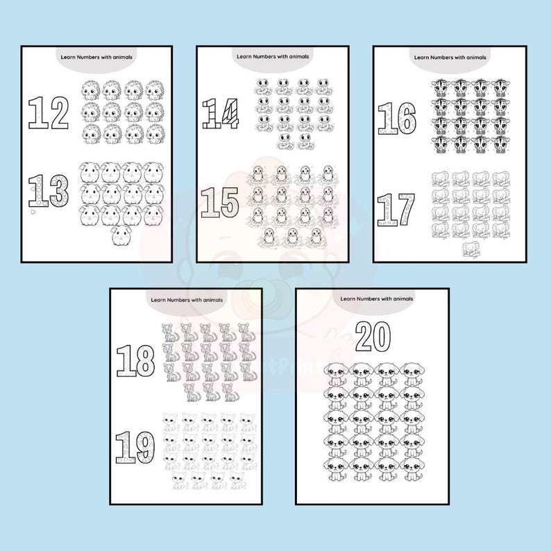 Learning Number 1 - 20 Coloring Pages for Kids, 30 Coloring Pages ...