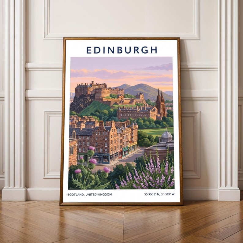 Edinburgh Castle Art Print – Colorful Scottish Cityscape Travel Poster ...