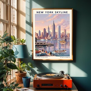 Vintage New York City Skyline Poster – Retro Travel Art Print image 3