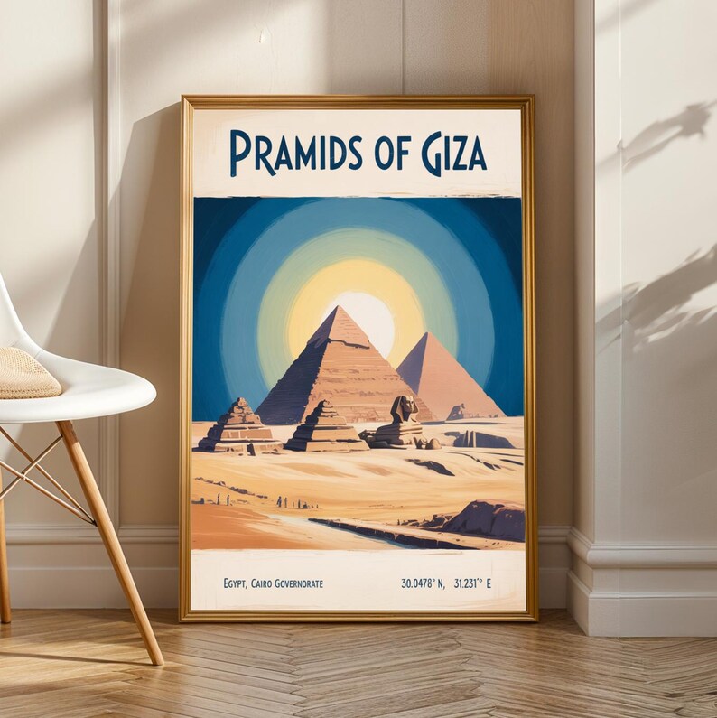 Poster Pyramids Illustration – Sand and Beige Egyptian Themed Retro ...