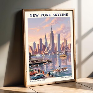Vintage New York City Skyline Poster – Retro Travel Art Print image 5