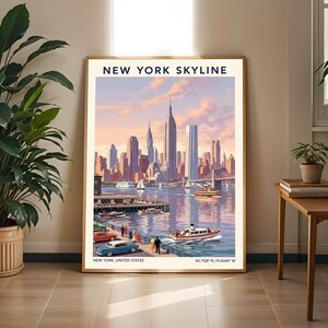 Vintage New York City Skyline Poster – Retro Travel Art Print image 9