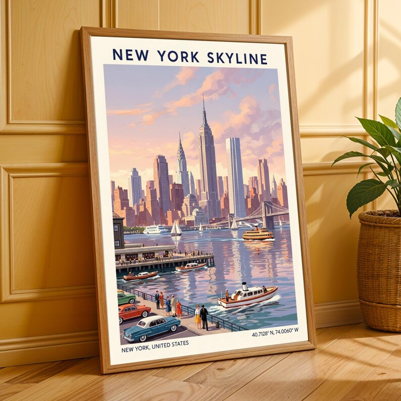 Vintage New York City Skyline Poster – Retro Travel Art Print image 6