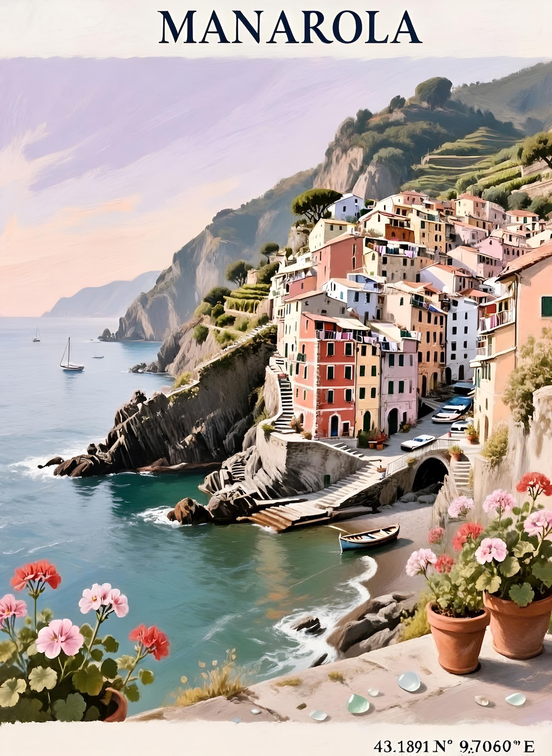 Manarola Poster – Italian Coastal Village Art Print - Etsy