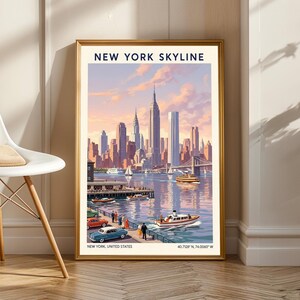 Vintage New York City Skyline Poster – Retro Travel Art Print image 10