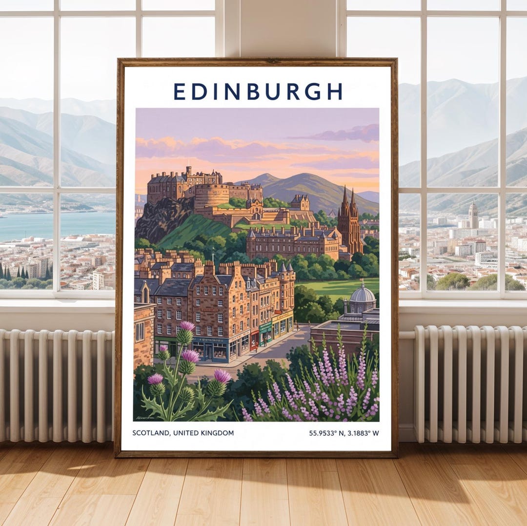 Edinburgh Castle Art Print – Colorful Scottish Cityscape Travel Poster ...