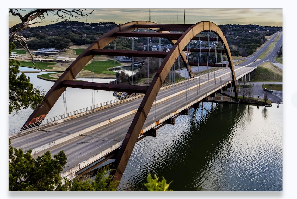 Serene Austin 360 Bridge 24X36 Canvas Print - Tranquil No-traffic View ...