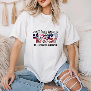 Small Town Freedom Zip Code Shirt, Personalize, Customize, Custom, Zip Code, Holiday, Holidays, Doodle Letters, 4th, Fourth, July