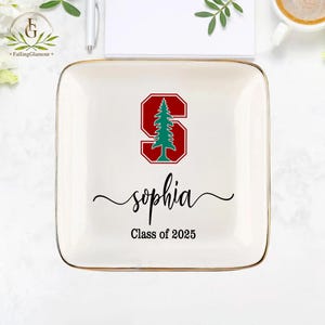 Universitäts-Schmuckstück-Ring-Teller, personalisierte Abschluss-Uni-Schmucktablett, personalisierte handgemachte College Merch, bestandenes Geschenk