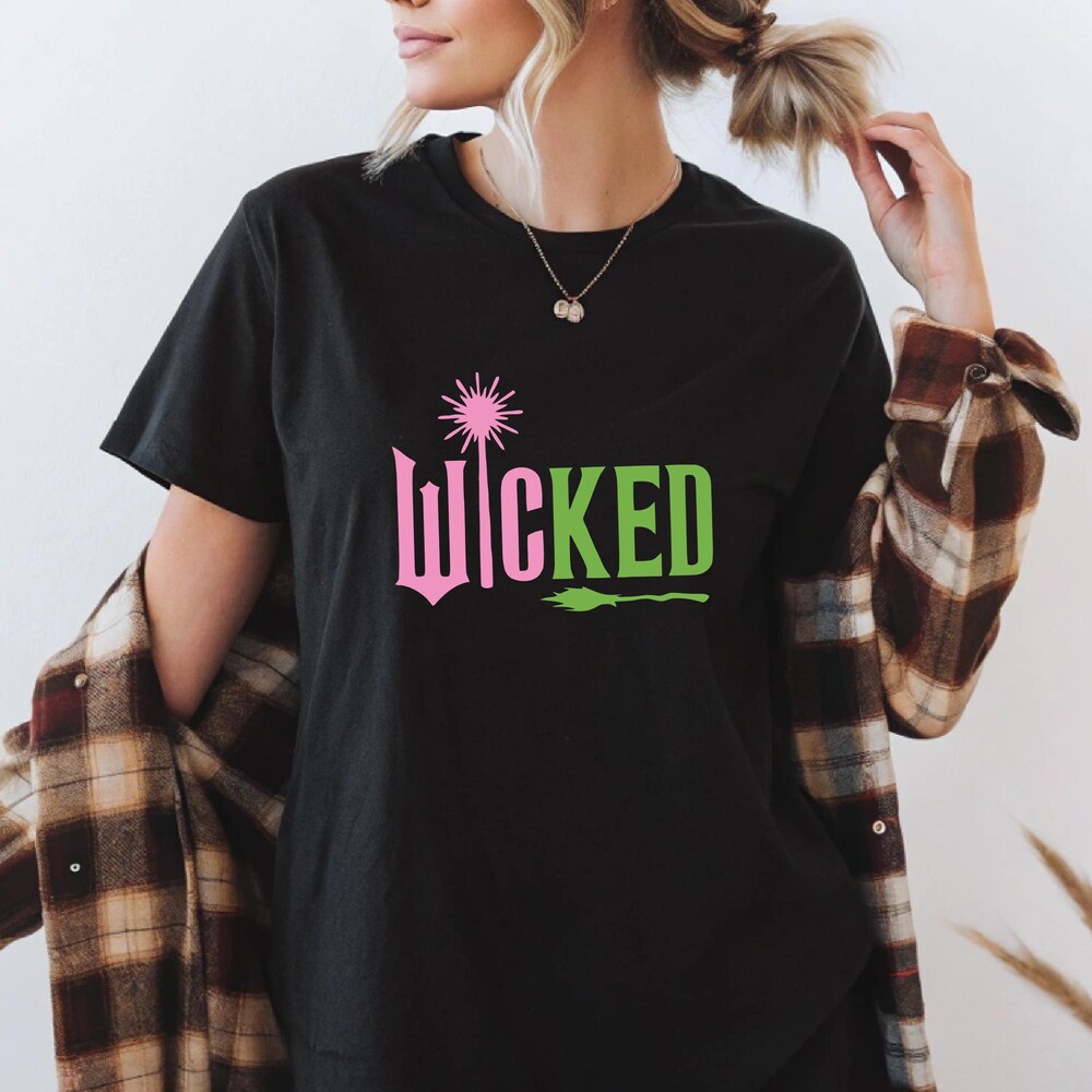 Wicked Wand And Broom Shirt, Wicked Elements Shirt, Wicked Clipart Shirt, Magic Wand Shirt, Elphaba Shirt, Glinda Shirt,Wicked Movie T-Shirt Design By Eglobaltime