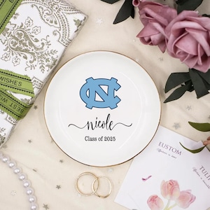 University Custom Trinket Ring Dish, Graduation Gift for Her, Custom University Logo, Personalized Graduation Jewelry Dish, Class of 2025