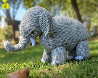 Peanut Butter the Elephant Toy PDF Knitting Pattern