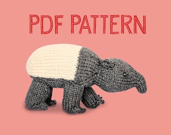 Heywood the Tapir Toy Knitting Pattern PDF Instant Download