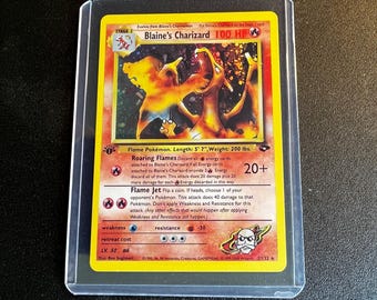 First Edition Blaine&#39;s Charizard Gym Challenge Set Holo Rare PROXY Card
