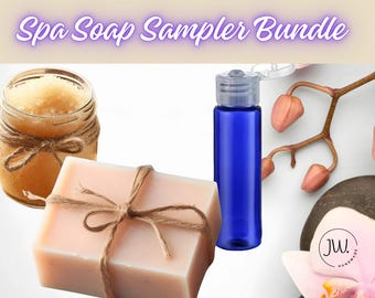 Spa Soap Sampler Bundle | Organic Handmade Soap, Sugar Scrub & Body Oil | Natural Self-Care Kit