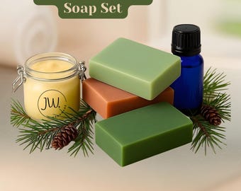 Handmade Organic Woodsy Soap Bundle | Personalized Skincare Spa Gift | Natural Forest Aromatherapy Skincare Set
