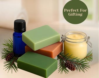 Forest Soap Bundle Organic Gift Set Spa Holiday Aromatherapy Bath Inspired Nature Cedarwood Sandalwood Lemon Scent Mother Day