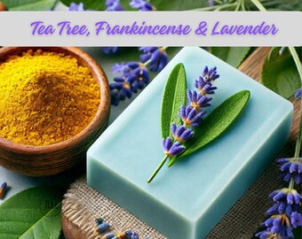 Organic Tea Tree Frankincense Lavender Soap Bar: Custom Scented Spa Gift