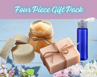 Personalized Handmade Soap Gift Pack, Four Piece Soap Set, Custom Soap Gift, Natural Skincare Gift, Unique Present