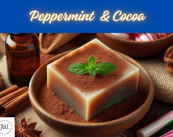 Personalized Peppermint & Cocoa Organic Soap, Custom Scented Soap, Natural Bath Bar, Handmade Skincare, Wellness Gift