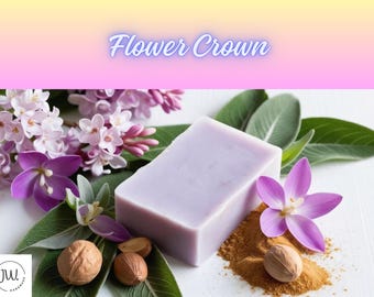 Flower Crown Personalized Organic Soap, Natural Handmade Soap, Custom Scent Bar, Handmade Skincare, Unique Gift