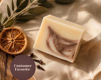 Artisan Orange Clove Soap Bar: Uplifting Citrus Scent, Natural Organic Skincare