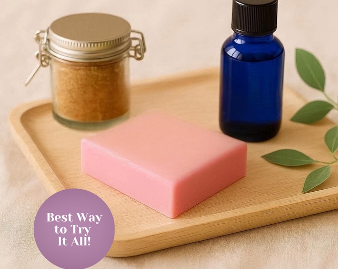 Featured listing image: Spa Sampler Set – Natural Soap, Scrub & Body Oil | Your Daily Self-Care Ritual