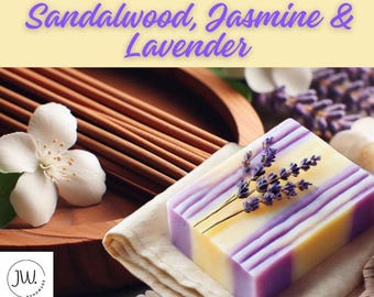 Sandalwood, Jasmine & Lavender Soap Personalized Organic Soap, Natural Skincare, Custom Soap, Spa Day