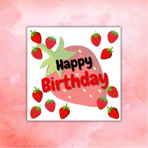 Strawberry themed Birthday Card,  Colorful and Cheerful Design