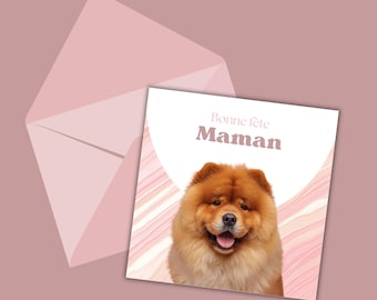 Happy Mother's Day - animal greeting card - dog - chow chow - girly