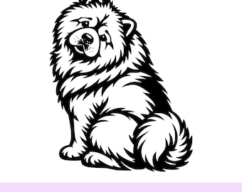 Chow Chow SVG File – Dog Silhouette for Cricut & Laser Cutting – PNG PDF Digital Download