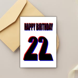 3D Design Effect 22nd Birthday Card- A Vibrant and Modern Design for Celebrating a Memorable Decade