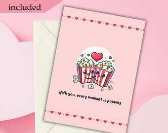 Valentine's day popcorn love card with 4 messages to choose from.