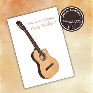 Guitar birthday card brown with a simple message