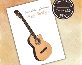 Guitar birthday card brown with a simple message