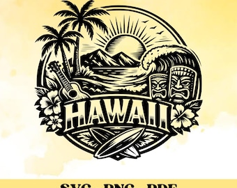 Hawaii logo in SVG - PDF - PNG format, black with no background for Cricut and cutting plotter.