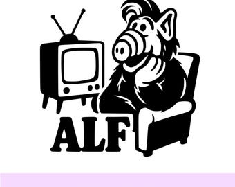 Alf Watches Tv ALF SVG, Cartoon Alien, Retro Tv Show Clipart, Cricut Cutting File, Laser Engraving Design, PNG 300 dpi, Instant Download