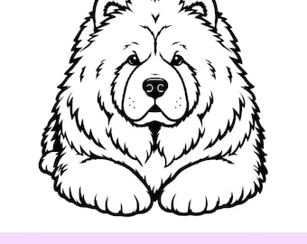 Chowchow line art SVG, Cartoon dog, Retro TV Show Clipart, Cricut Cutting File, Laser Engraving Design, PNG 300 dpi, Instant Download