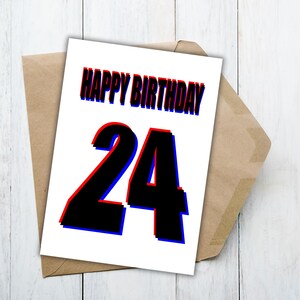 3D Design Effect 24th Birthday Card- A Vibrant and Modern Design for Celebrating a Memorable Decade