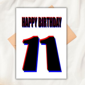 3D Design Effect 11st Birthday Card- A Vibrant and Modern Design for Celebrating a Memorable Decade