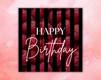Striped Birthday Card with Raspberries