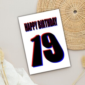 3D Design Effect 19th Birthday Card- A Vibrant and Modern Design for Celebrating a Memorable Decade