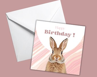 Rabbit birthday card - PDF - PNG