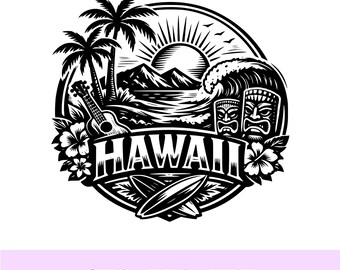 Hawaii Logo in SVG format, Cricut Cutting File, Laser Engraving Design, PNG 300 DPI, Instant Download