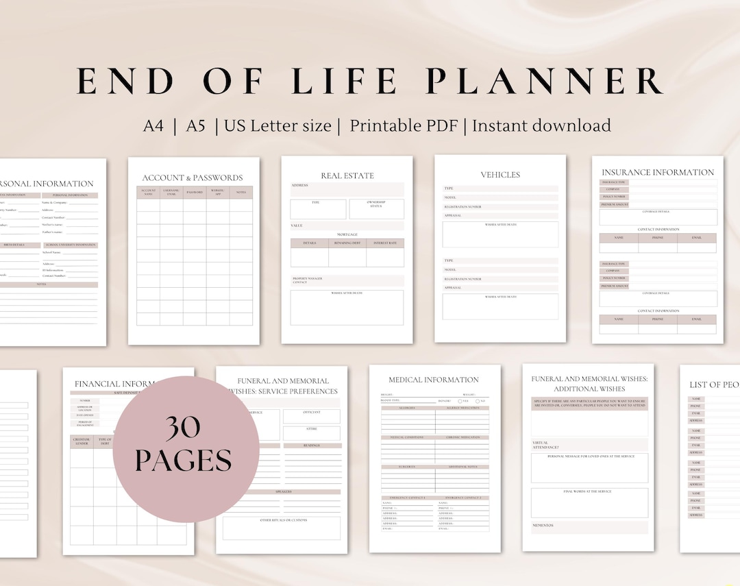 End Of Life Planer Notizbuch - Organizer Für Nachlassplanung Und Vorsorge