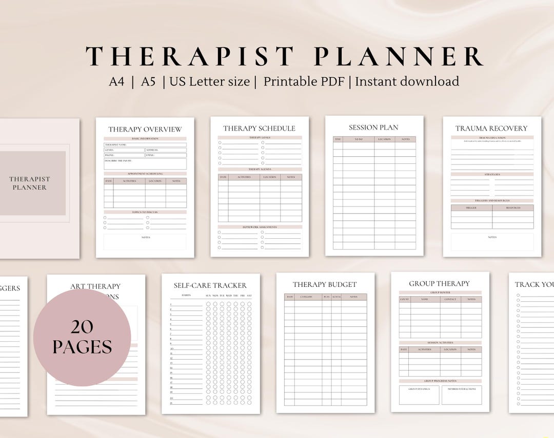Therapist Planner | Therapy Tools | Therapy Notes | Printable Planner ...