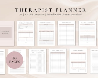 Therapist planner | Therapy tools | Therapy notes | Printable planner | A4, A5, US Letter