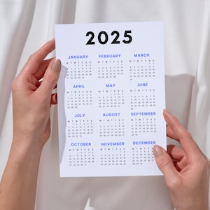 2025 Calendar | Single Page | Yearly Calendar | Desk Calendar | Wall ...