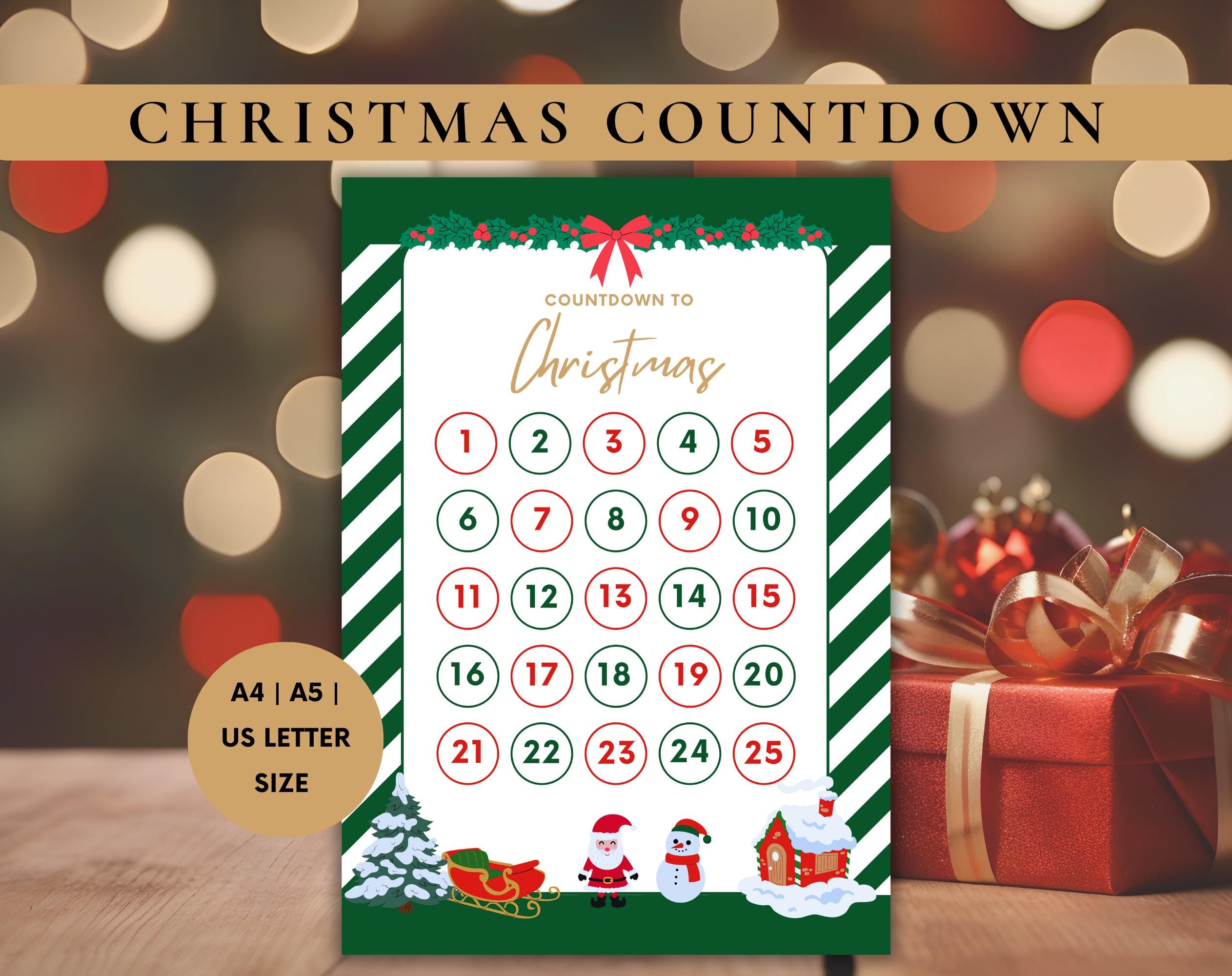 Calendario Dell'Avvento Di Babbo Natale In Legno - Conto Alla Rovescia Sulle Scale - Decorazione Natalizia Da Tavolo O Parete