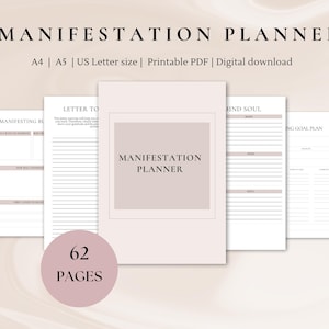 Planificador de manifestaciones / Diario de manifestaciones / Planificador imprimible / Tamaño A4, A5, Carta de EE. UU.